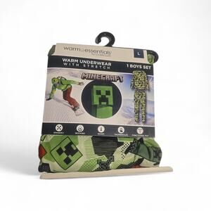 Minecraft Boys Base Layer Set Size L 10/12 Green 2 Piece NWT